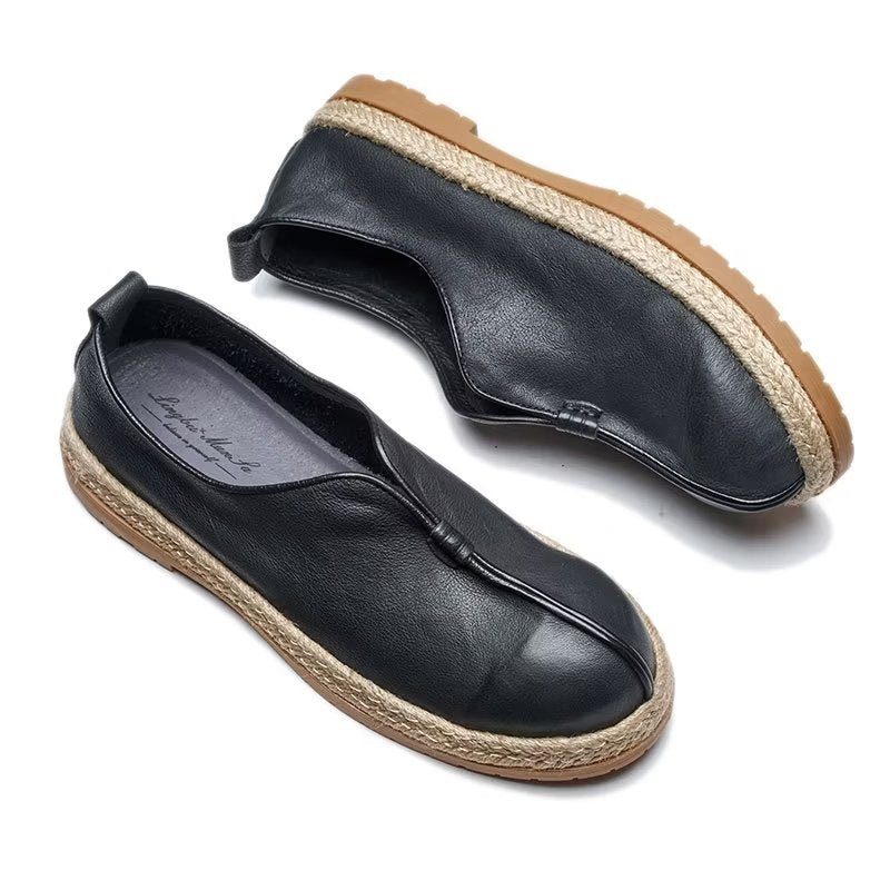 Loafers För Män Chic Kohud Slip-on - Svart