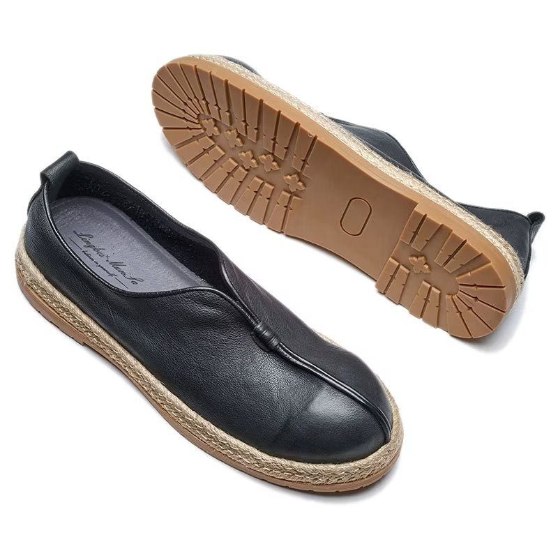 Loafers För Män Chic Kohud Slip-on - Svart