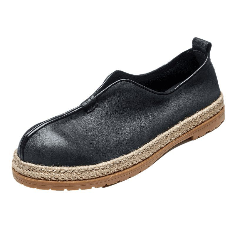 Loafers För Män Chic Kohud Slip-on - Svart