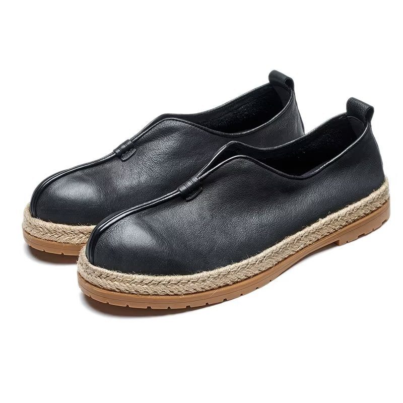 Loafers För Män Chic Kohud Slip-on - Svart