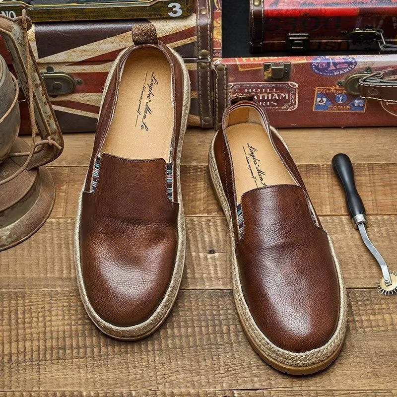 Loafers För Män Cow Leather Slip-on - Kaffe