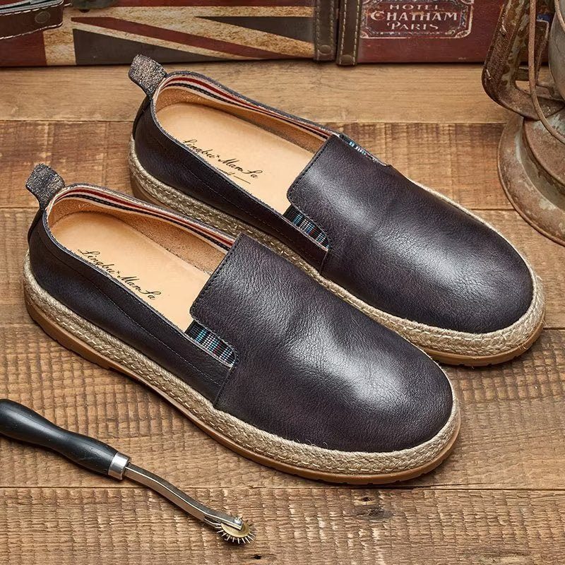 Loafers För Män Cow Leather Slip-on - Svart