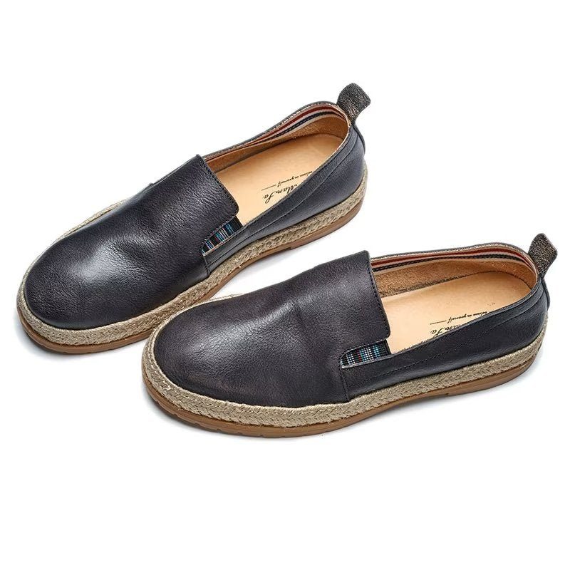 Loafers För Män Cow Leather Slip-on - Svart