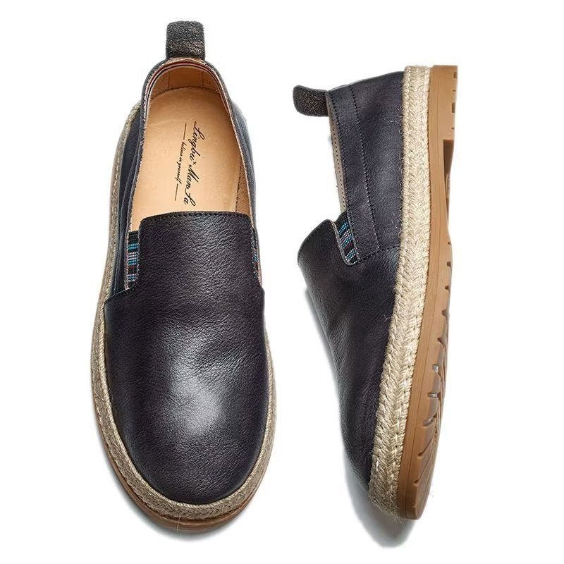 Loafers För Män Cow Leather Slip-on - Svart