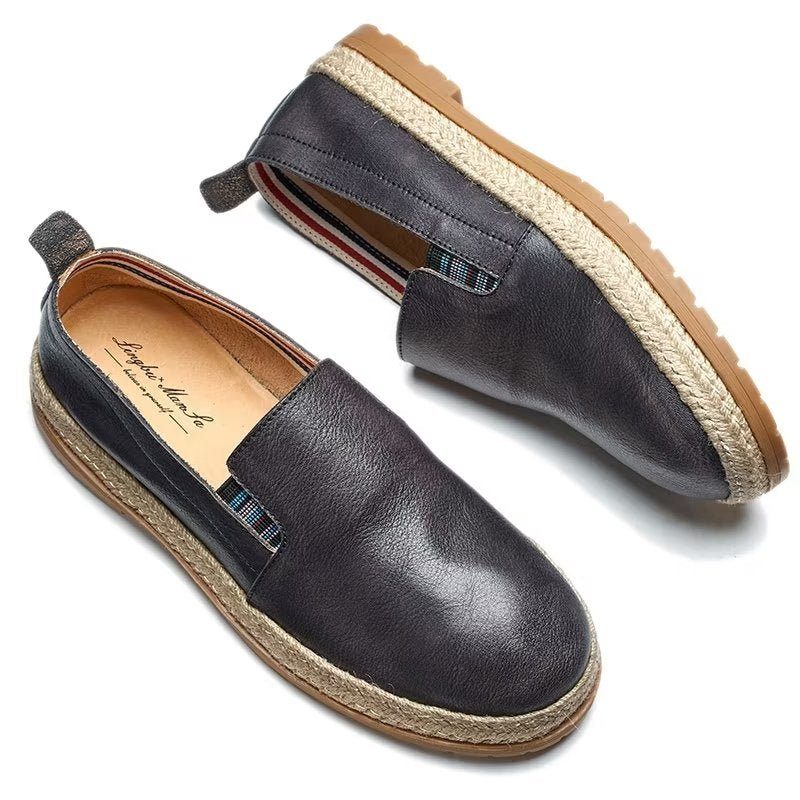 Loafers För Män Cow Leather Slip-on - Svart