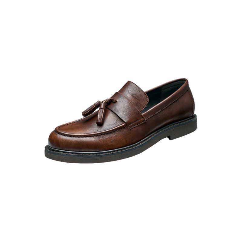 Loafers För Män Cow Leather Slip On - Kaffe