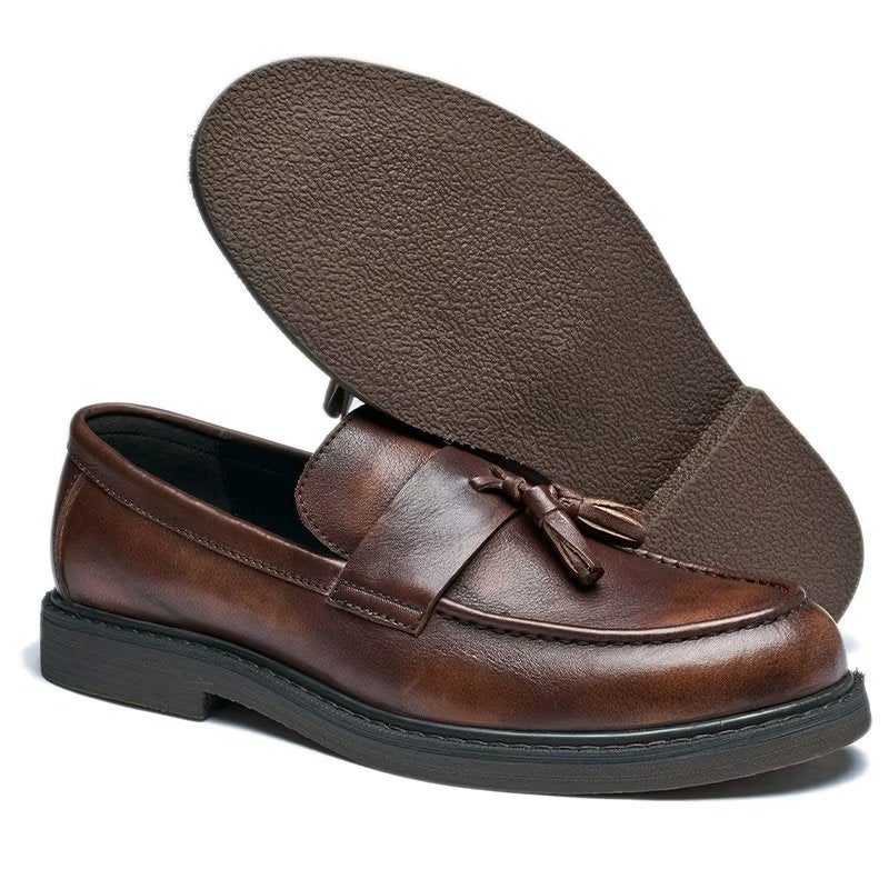 Loafers För Män Cow Leather Slip On - Kaffe