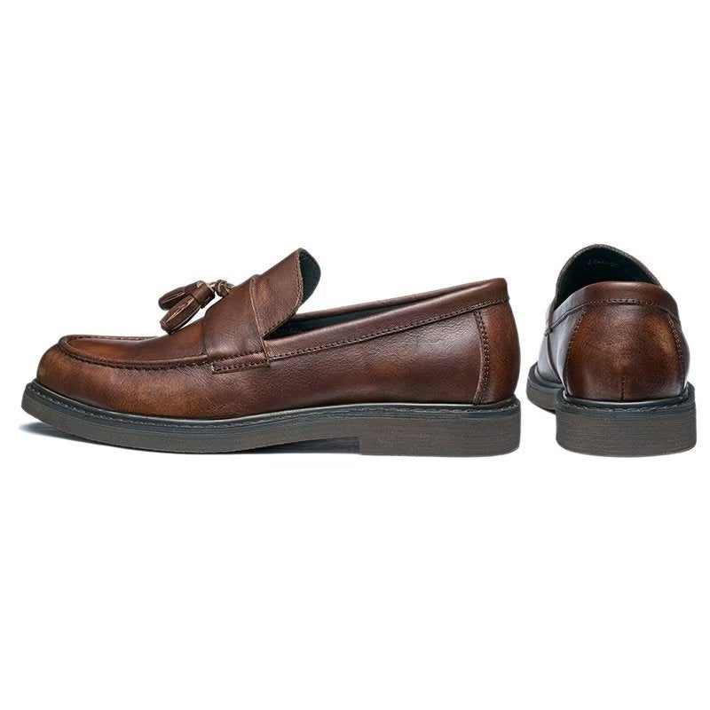 Loafers För Män Cow Leather Slip On - Kaffe