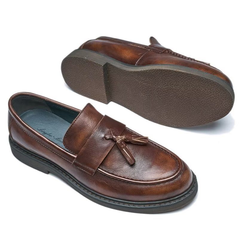 Loafers För Män Cow Leather Slip On - Kaffe