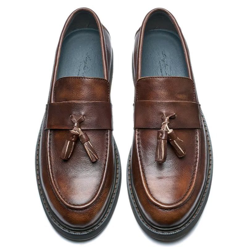 Loafers För Män Cow Leather Slip On - Kaffe