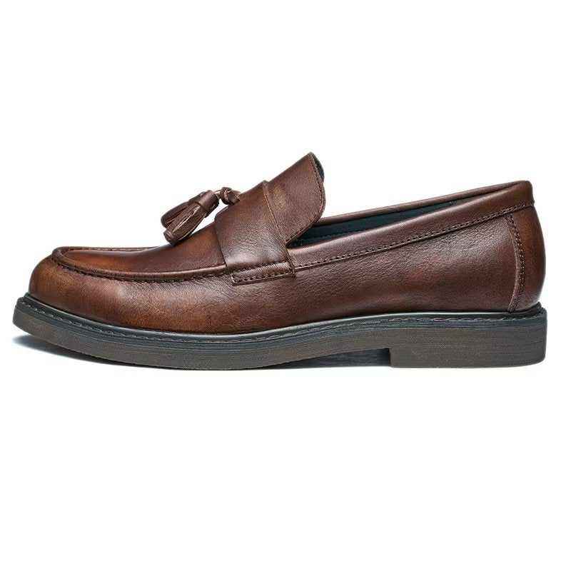 Loafers För Män Cow Leather Slip On - Kaffe