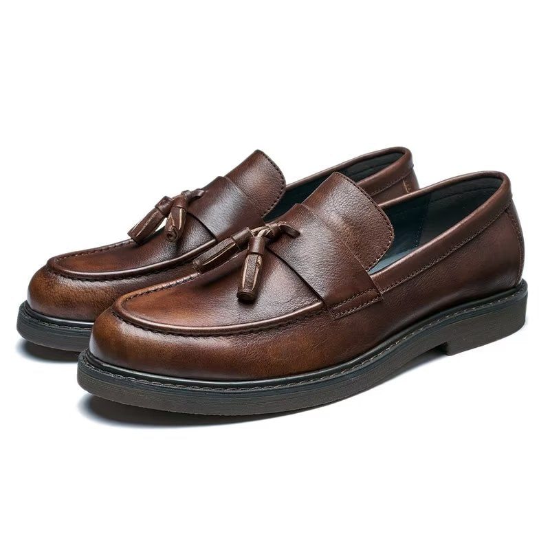 Loafers För Män Cow Leather Slip On - Kaffe