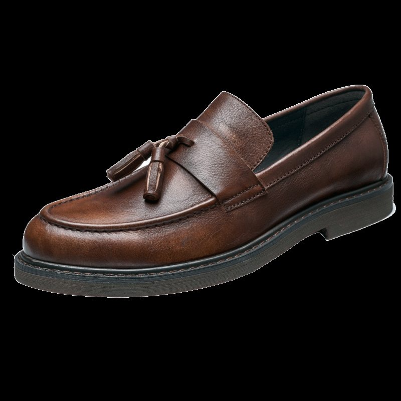 Loafers För Män Cow Leather Slip On - Kaffe