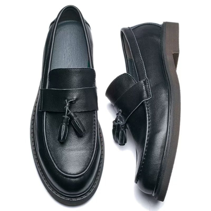 Loafers För Män Cow Leather Slip On - Svart