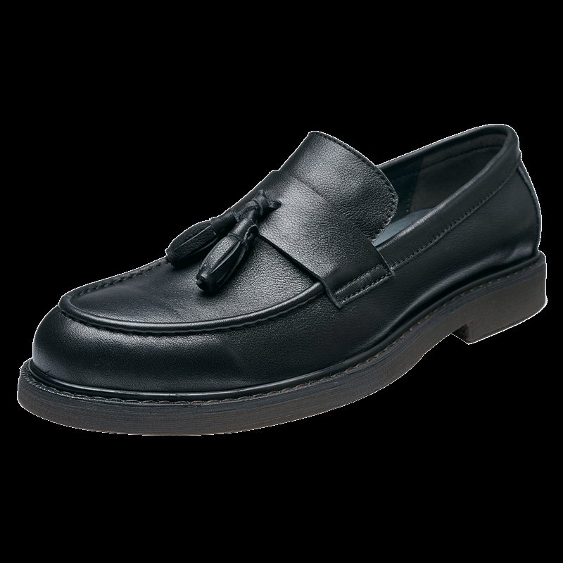 Loafers För Män Cow Leather Slip On - Svart