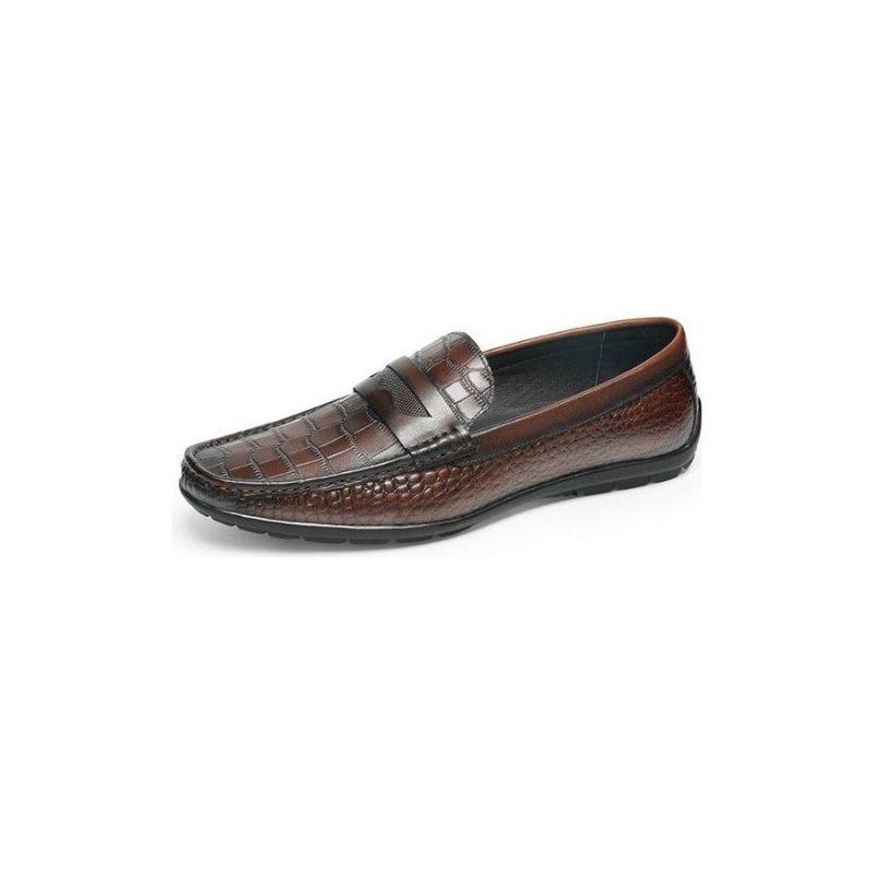 Loafers För Män Croc Effect Slip-on Loafer Klänning Skor - Kaffe