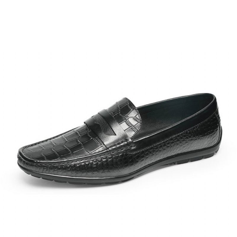 Loafers För Män Croc Effect Slip-on Loafer Klänning Skor - Svart