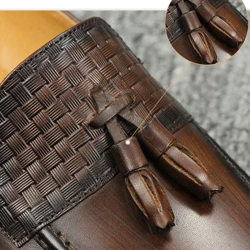 Loafers För Män Croc-mönster Chic Slip On - Kaffe