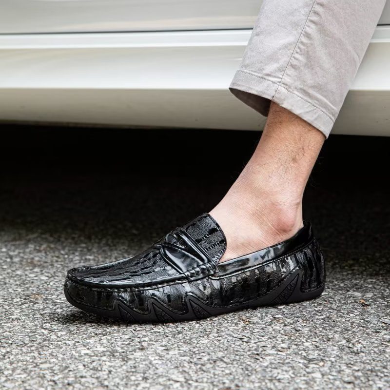 Loafers För Män Croc Mönster Elegant Slip On - Svart