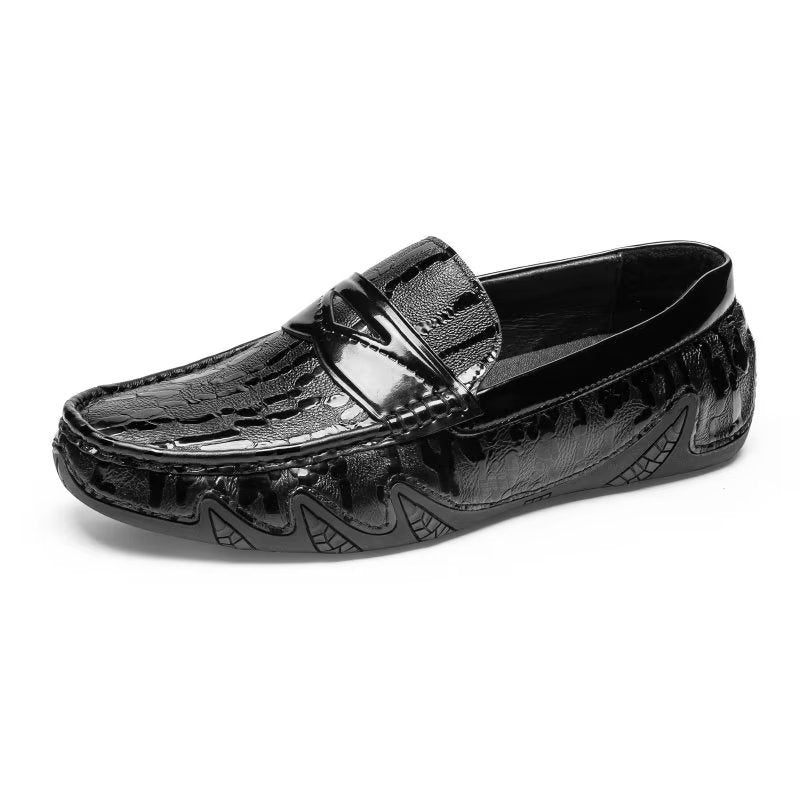 Loafers För Män Croc Mönster Elegant Slip On - Svart