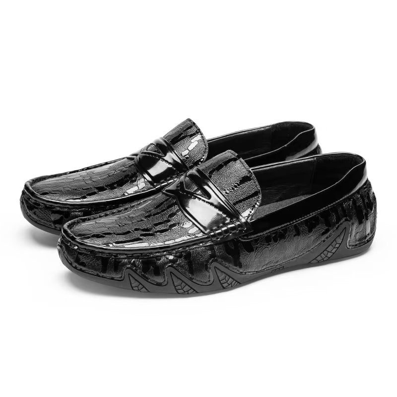 Loafers För Män Croc Mönster Elegant Slip On - Svart