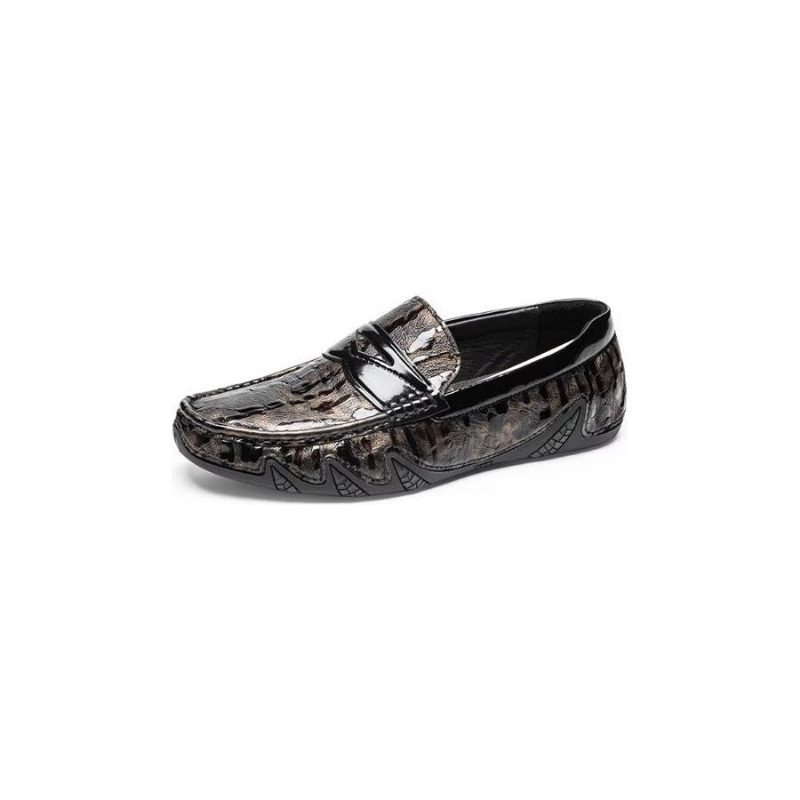 Loafers För Män Croc Mönster Elegant Slip On - Kaffe