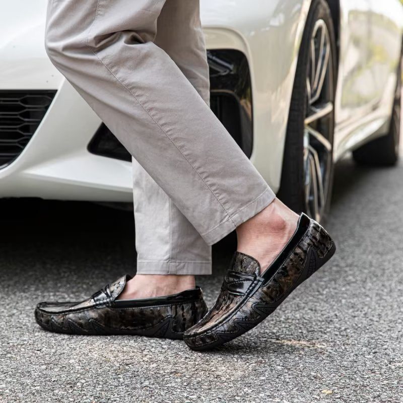 Loafers För Män Croc Mönster Elegant Slip On - Kaffe