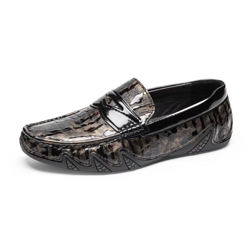 Loafers För Män Croc Mönster Elegant Slip On - Kaffe