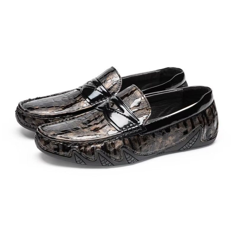 Loafers För Män Croc Mönster Elegant Slip On - Kaffe