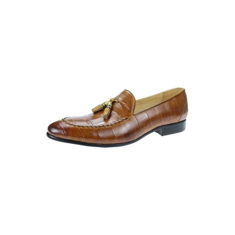 Loafers För Män Croc Mönster Modish Slip On - Brun