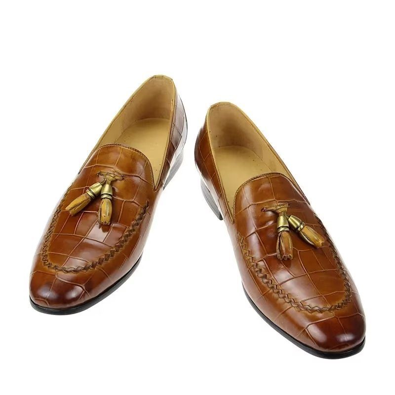 Loafers För Män Croc Mönster Modish Slip On - Brun