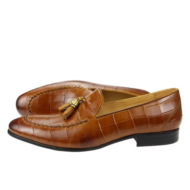 Loafers För Män Croc Mönster Modish Slip On - Brun