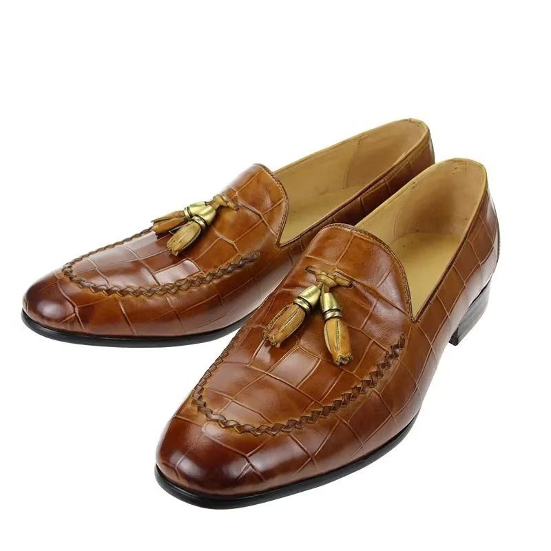 Loafers För Män Croc Mönster Modish Slip On - Brun