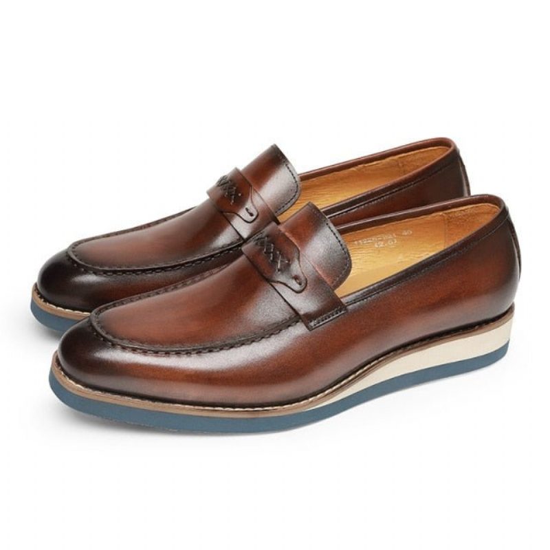 Loafers För Män Distinguished Leather Exotic Business Slip-on Bröllop - Kaffe