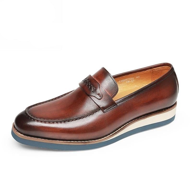 Loafers För Män Distinguished Leather Exotic Business Slip-on Bröllop - Kaffe