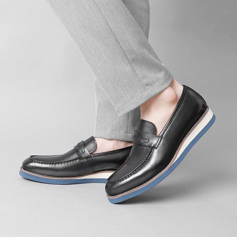 Loafers För Män Distinguished Leather Exotic Business Slip-on Bröllop - Svart