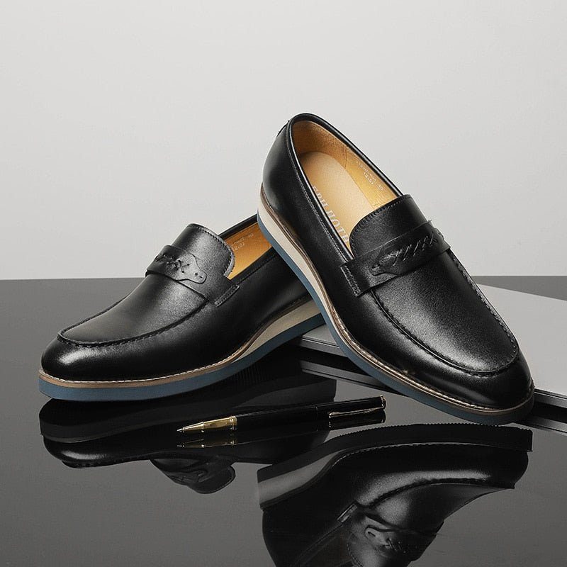 Loafers För Män Distinguished Leather Exotic Business Slip-on Bröllop - Svart