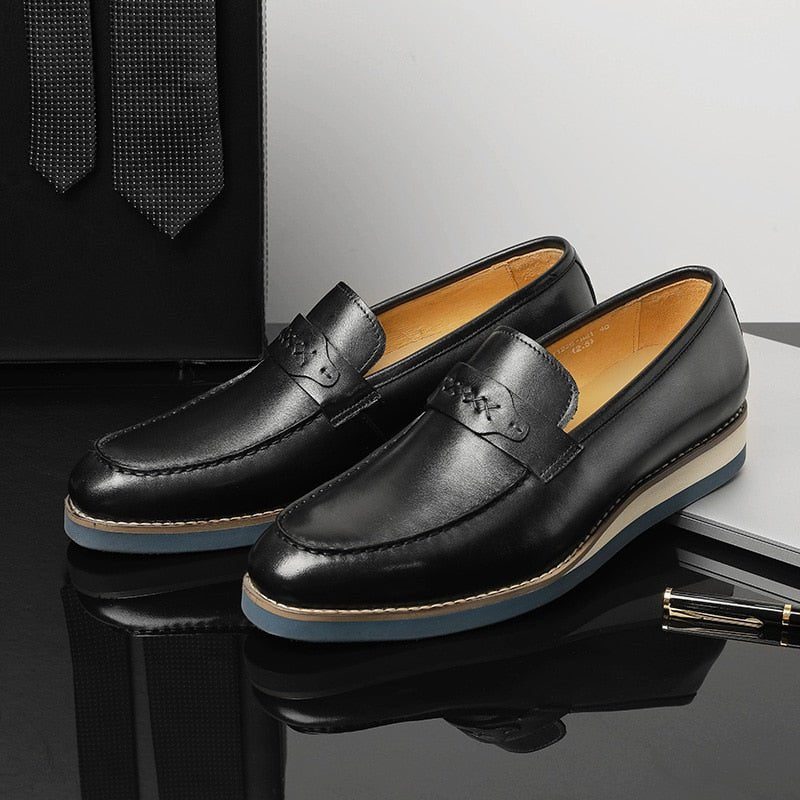 Loafers För Män Distinguished Leather Exotic Business Slip-on Bröllop - Svart