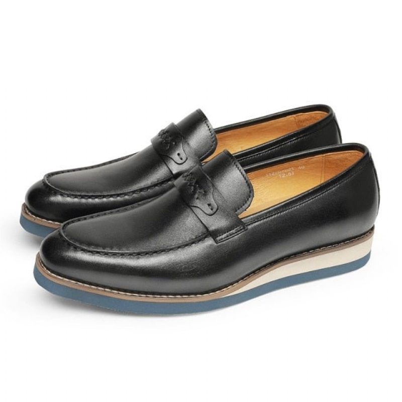 Loafers För Män Distinguished Leather Exotic Business Slip-on Bröllop - Svart