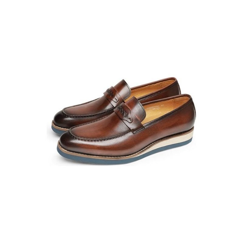 Loafers För Män Distinguished Leather Exotic Business Slip-on Bröllop - Kaffe