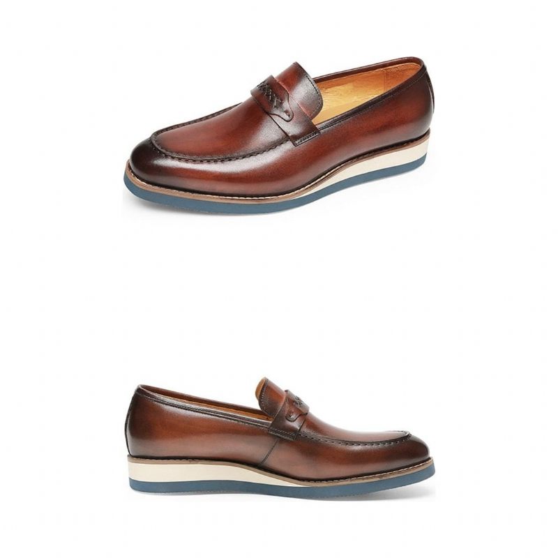 Loafers För Män Distinguished Leather Exotic Business Slip-on Bröllop - Kaffe