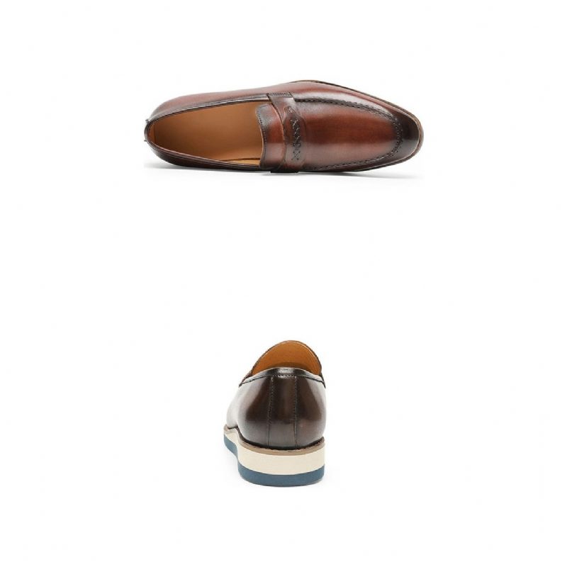 Loafers För Män Distinguished Leather Exotic Business Slip-on Bröllop - Kaffe