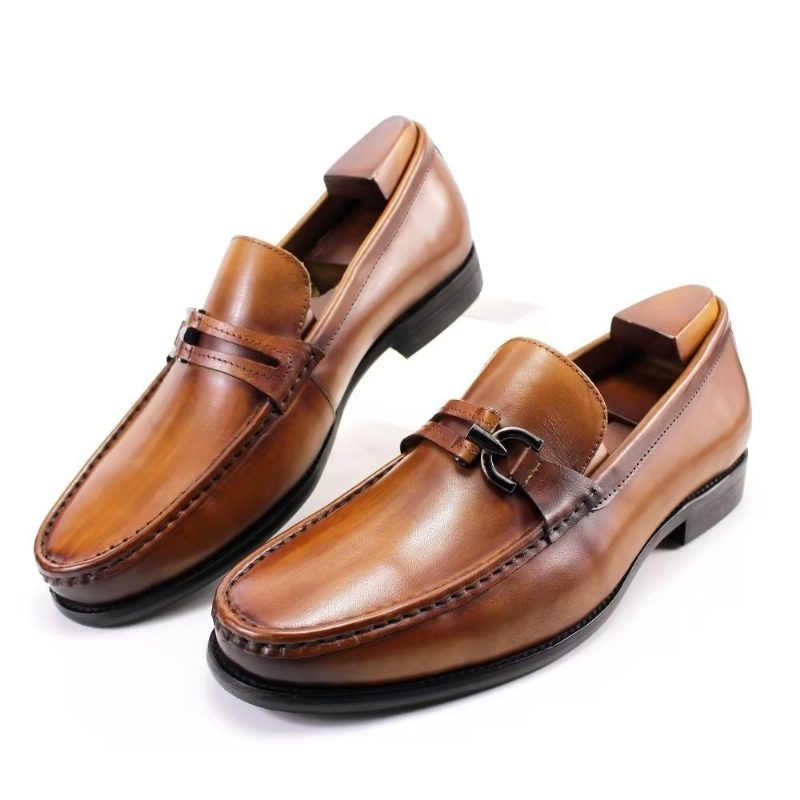 Loafers För Män Eleganta Läder Slip On Brogue-skor - Brun