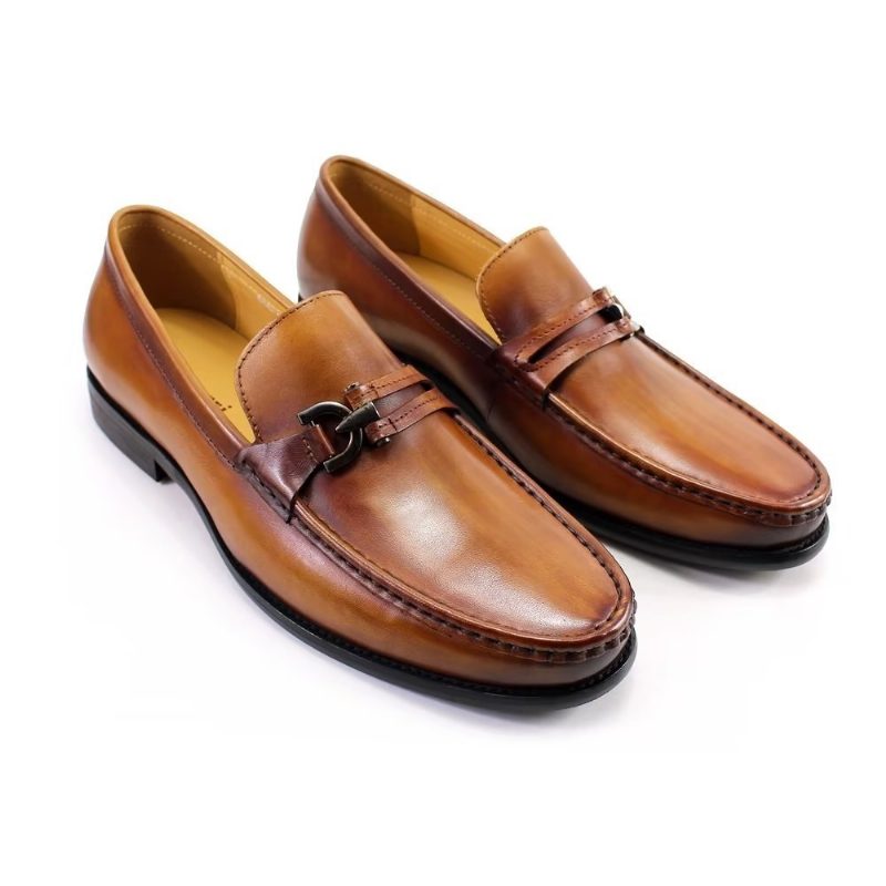 Loafers För Män Eleganta Läder Slip On Brogue-skor - Brun