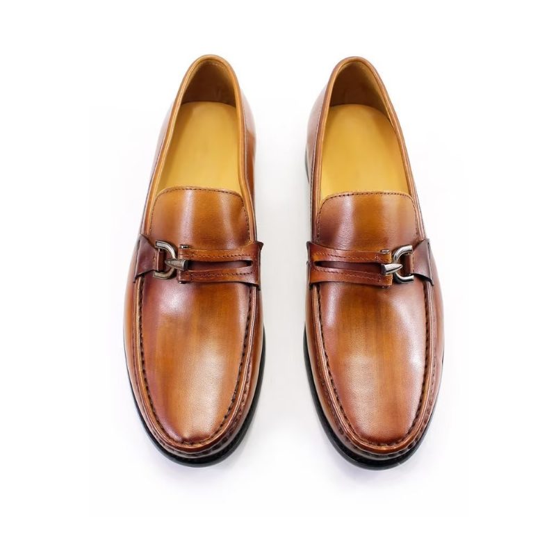 Loafers För Män Eleganta Läder Slip On Brogue-skor - Brun