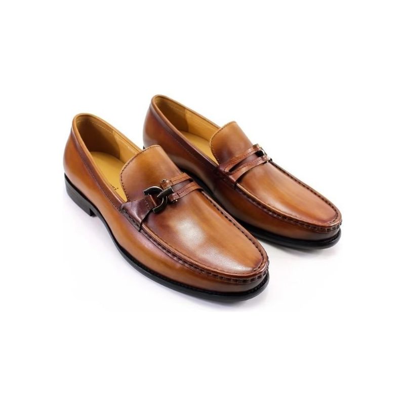 Loafers För Män Eleganta Läder Slip On Brogue-skor - Brun