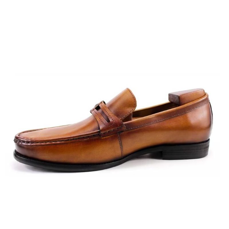 Loafers För Män Eleganta Läder Slip On Brogue-skor - Brun