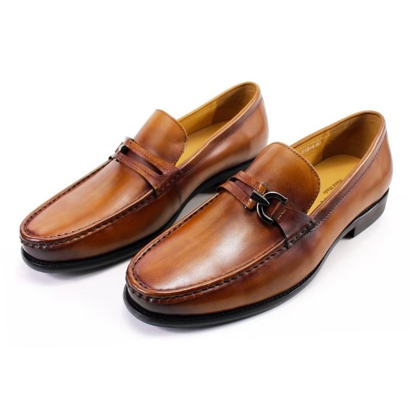 Loafers För Män Eleganta Läder Slip On Brogue-skor - Brun