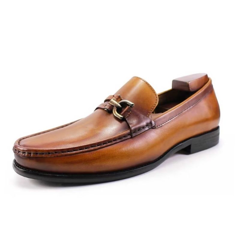 Loafers För Män Eleganta Läder Slip On Brogue-skor - Brun