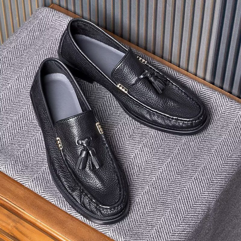 Loafers För Män Eleganta Präglade Slip-on Tofs - Svart